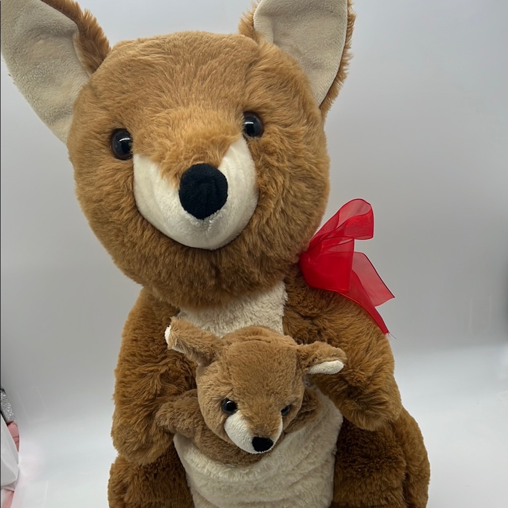 Brown Kangaroo Plush Toy with Red Bow - Picture 9 of 9